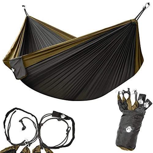 Legit Camping - Double Hammock Lightweight Parachute Portable Hammocks For Hiking Travel Backpacking Beach Yard Gear Includes &