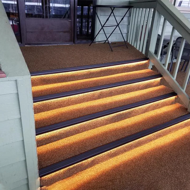 LL6725 Step Stairs LED Profile For LED Strip Light With PC Opal Diffuser Cover Black or Silver Finish