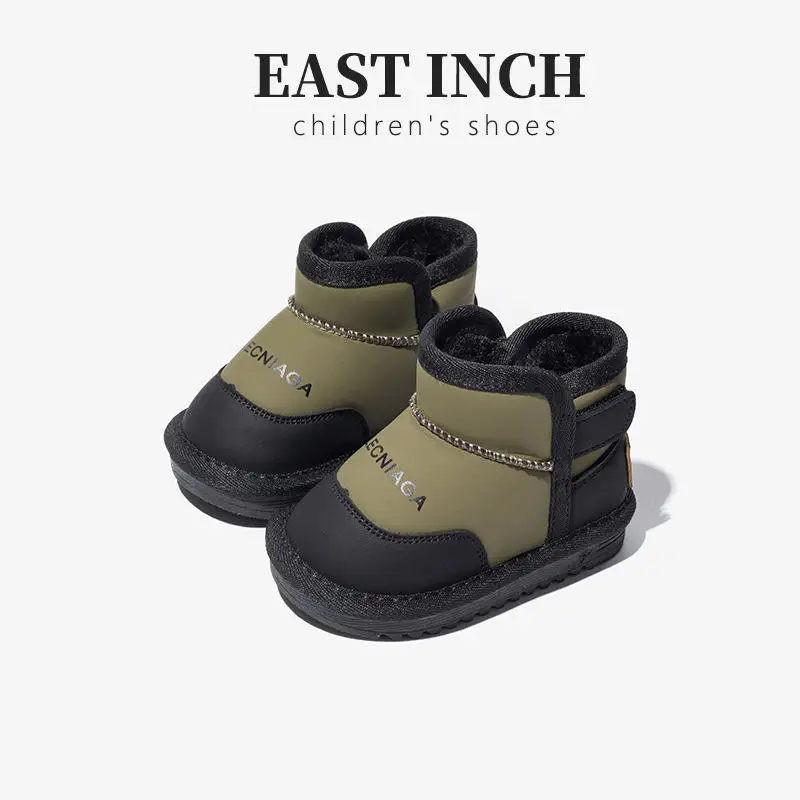 Wholesale New Fashion Kid Outdoor Warm Fur Anti-Skid Soft Microfiber Leather Snow Boots Plush Outdoor Shoes