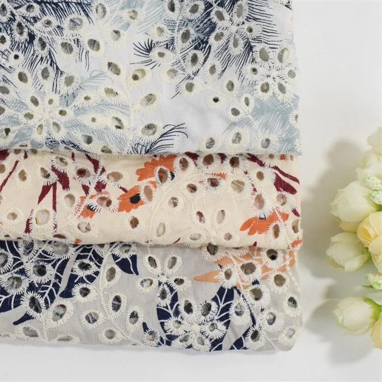 Wholesale Customized Flower Lightweight Embroidery Fabric 100% Cotton Luxury Style Embroidery Fabric For Dress