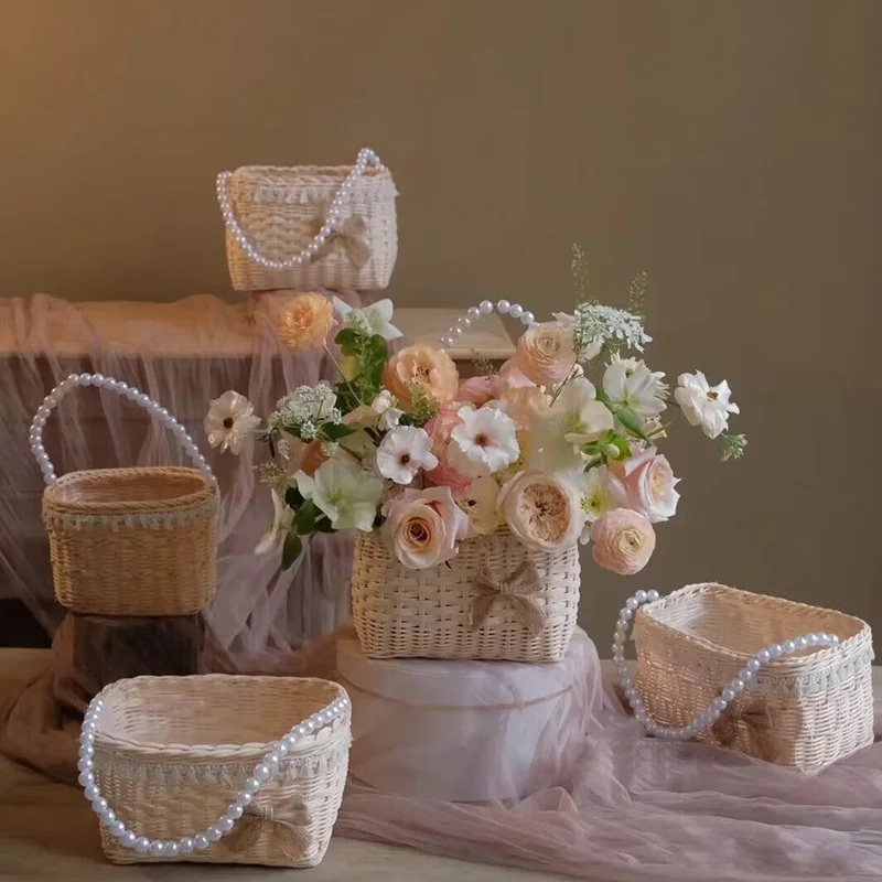 Good Price Rattan Wicker Storage Basket Set Wicker Basket Home Decoration Flower Baskets with Handle