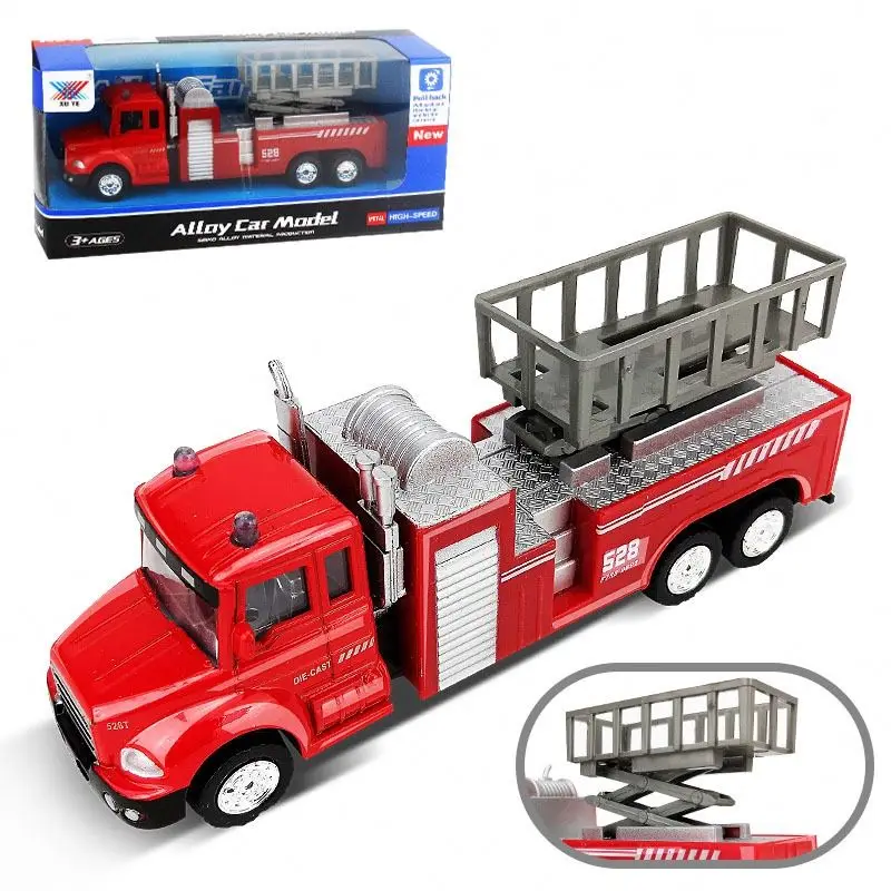 1 43 Four Mixed Packages New Design Fire Truck Engineering Truck Pull-Back Diecast Toy Vehicles