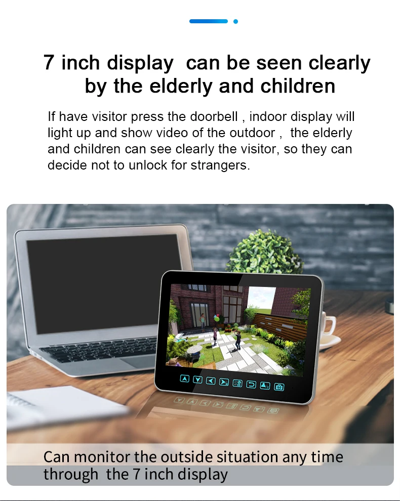 1080P HD 7 Inch Display Smart Home Security Wireless Camera Video Doorbell