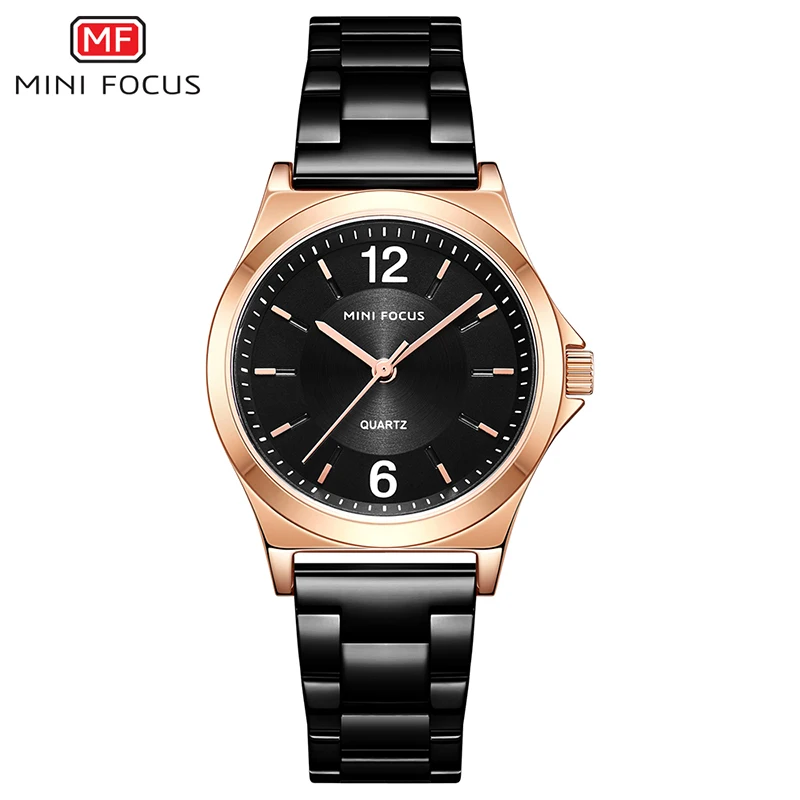 MINI FOCUS 0308L Women Simple  Watches Luxury  Rose Gold Stainless Steel Quartz Watch Woman Ladies Fashion Waterproof Wristwatch