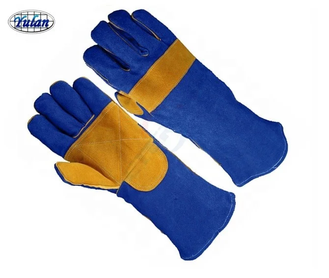 Yulan LC512 Reinforced Palm Cow Split Leather Long Welding Working Gloves