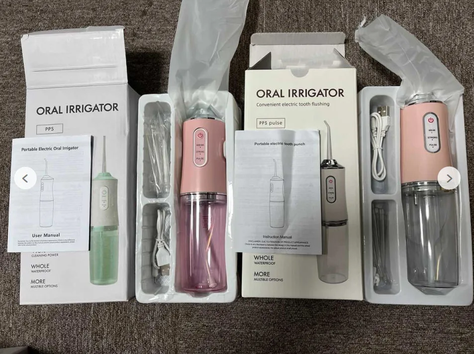 USB Rechargeable WaterJet Floss Tooth Pick 4 Jet Tip 220ml 3 Modes IPX7 1400rpm Oral Irrigator Portable Dental Water Flosser