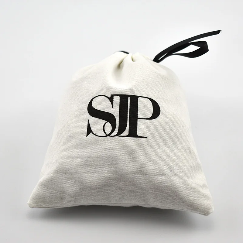 Экологичная белая хлопковая упаковка для ювелирных изделий, 8 унций, персонализированная Хлопковая Сумка на шнурке с логотипом