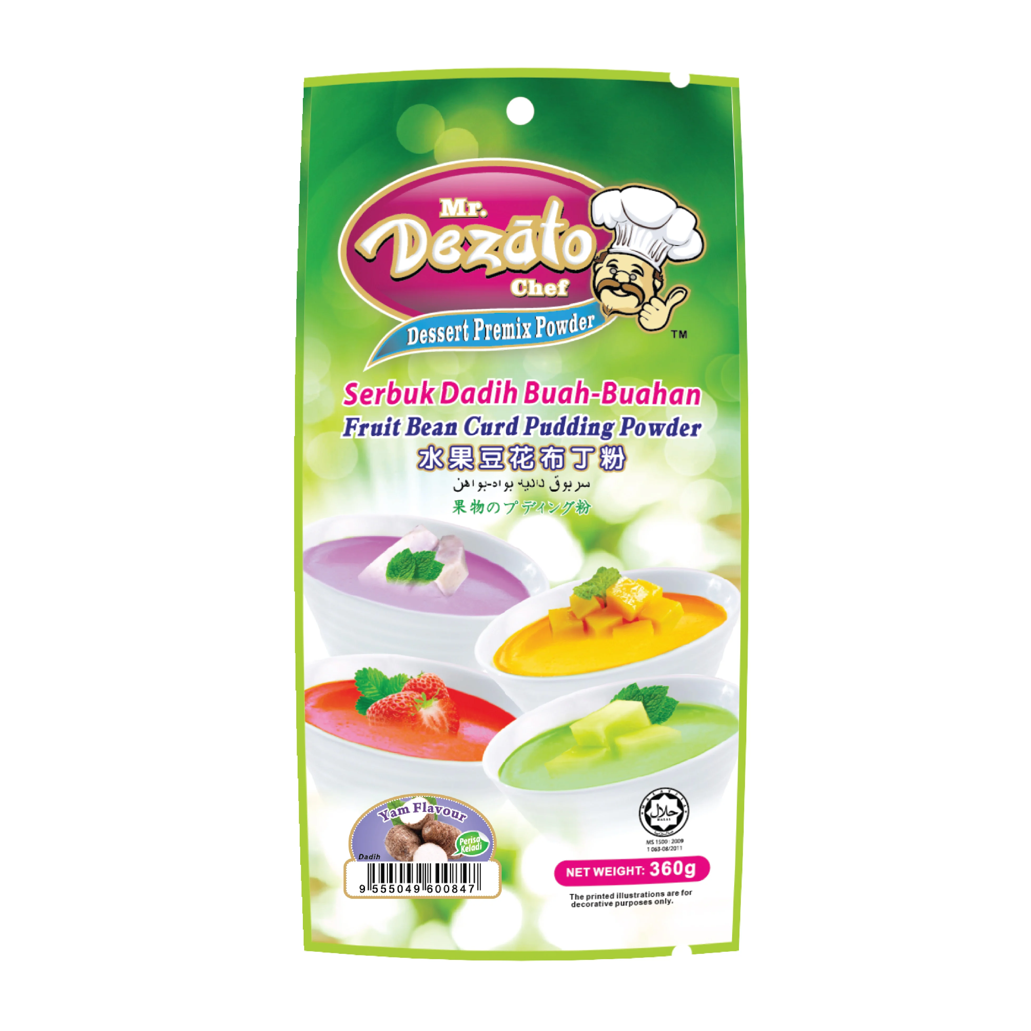 Malaysia Halal ISO 24Pkts x 360g Yam Fruit Flavours Instant Dadih Pudding Powder