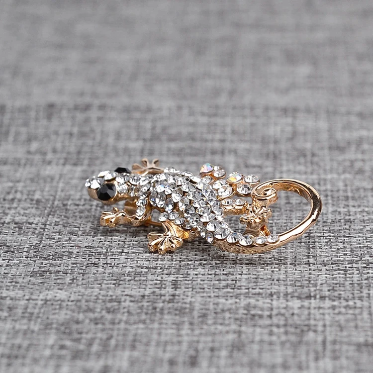 ZJ-69 Wholesale Fashion Clothes Jewelry Alloy Micro Pave Diamond Crystal Rhinestone Cute Animal Lizard Brooch