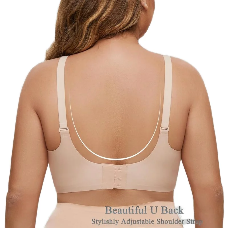 1032# Women breathable seamless daily push-up bra comfortable soft one - piece wireless front close solid pattern sexy practical
