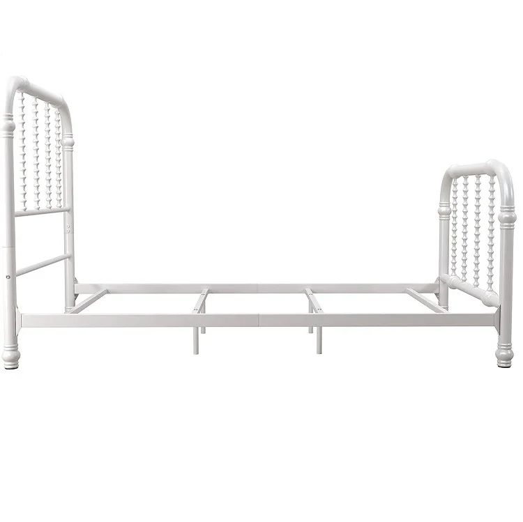 Twin size White with Elegant Scroll Headboard and Footboard Metal Bed Frame