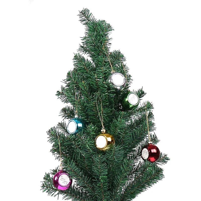 8cm 6cm Home Decoration DIY Design Printable Colorful Hanging XmasTree Ornament Ball blank Sublimation Plastic Christmas Ball
