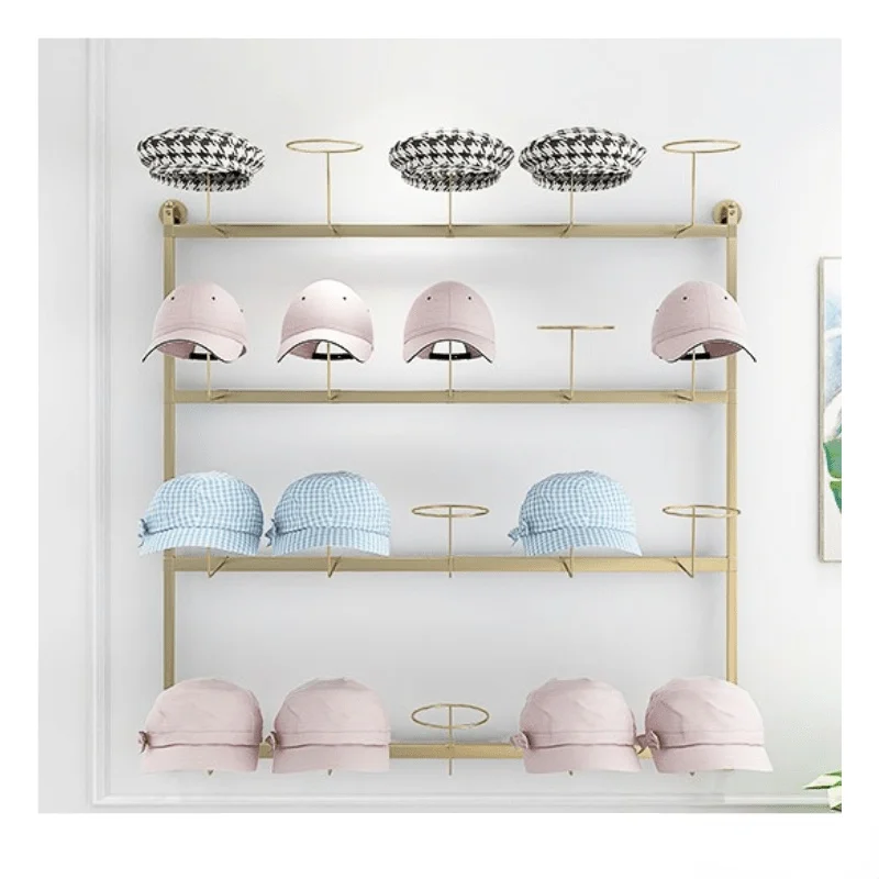 Commercial Metal Adjustable Hat Display Shelf Wall Mounted Hat Display Rack