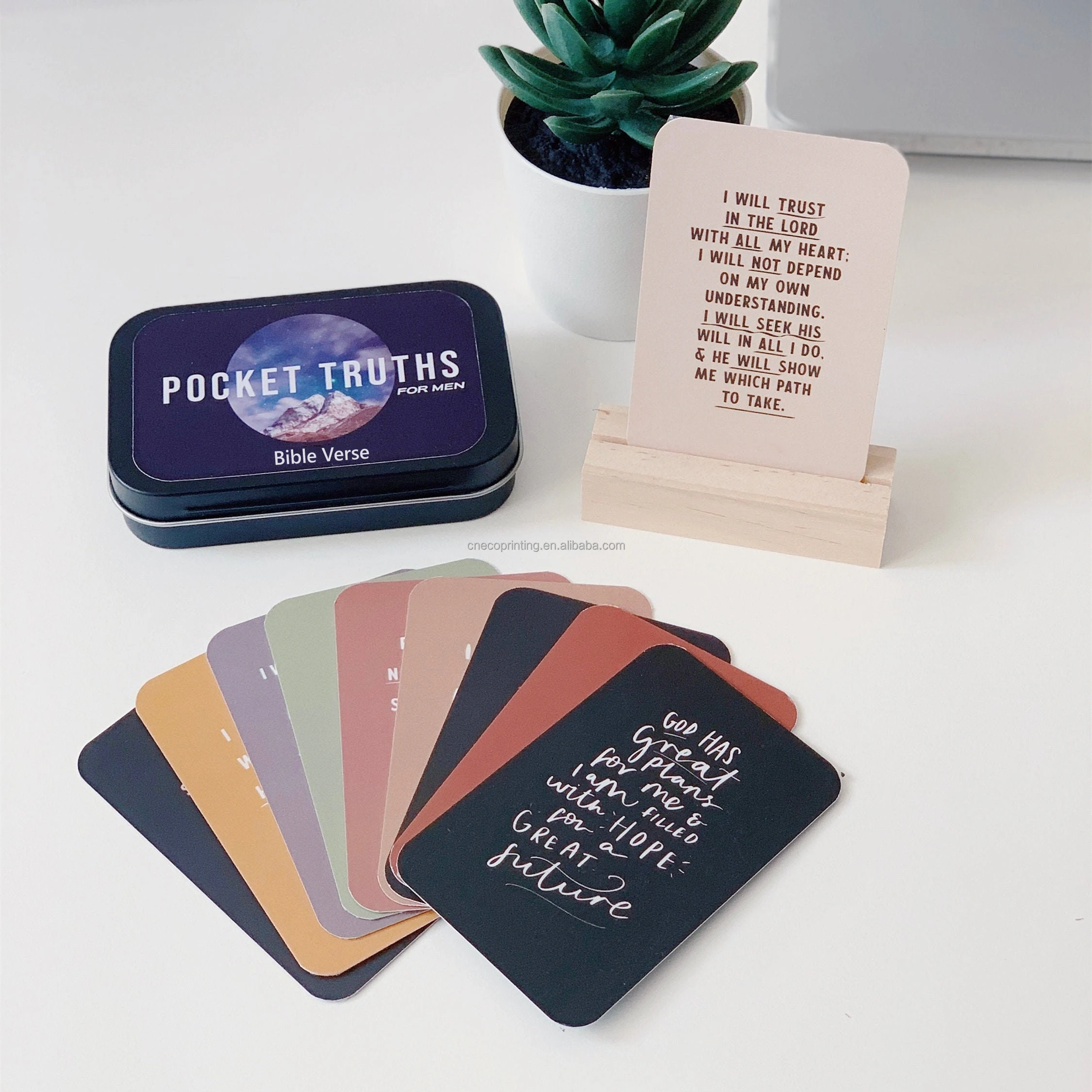 Scripture Gift for Christian Men Custom Printing Bible Verse Cards Deck With Tin Box