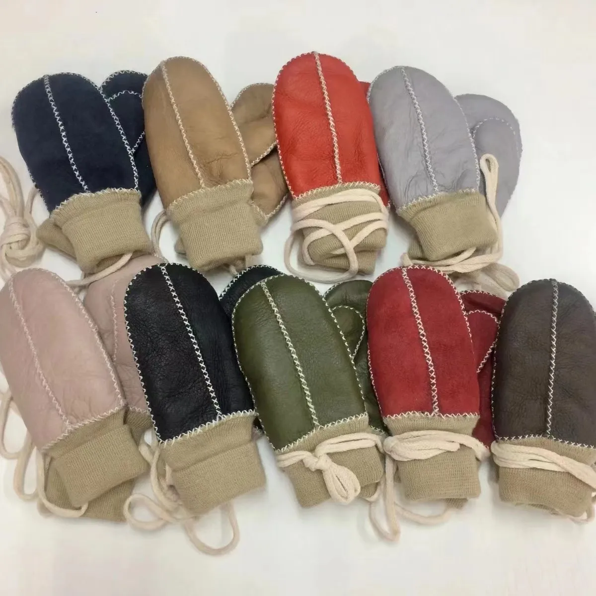 Оптовая продажа Детские Зимние перчатки из овечьей кожи с индивидуальным