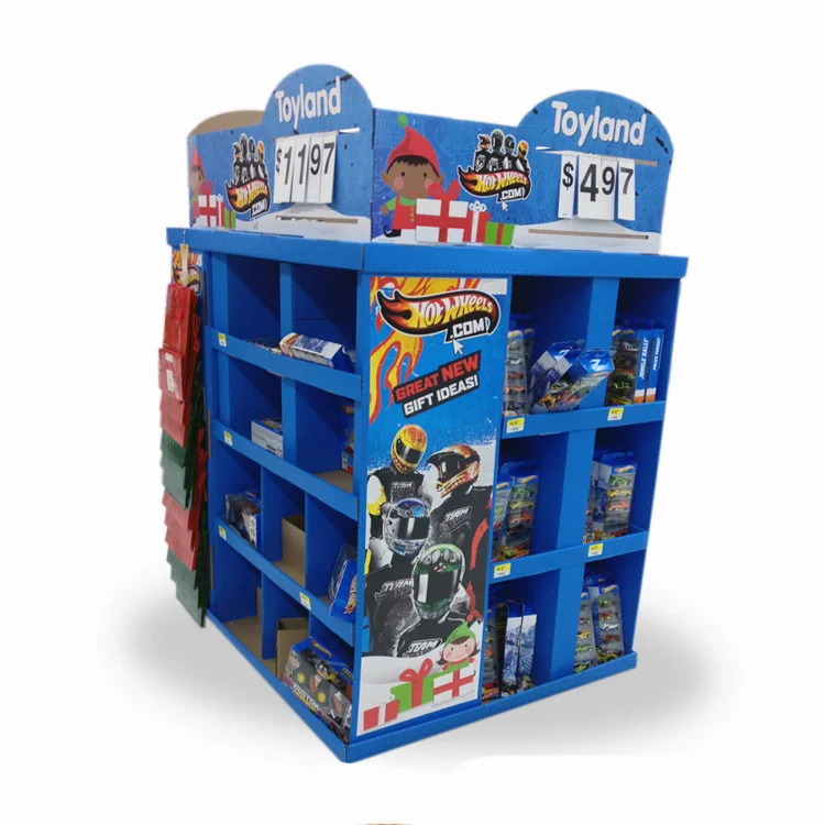 Yize Display Free Standing Corrugated Cardboard Recycled Material Custom Printing Paper Stand Toy Display Shelves