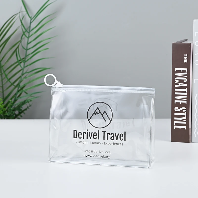 Portable Waterproof  Clear PVC Small Zipper Bag Clothes Hair Packaging Bags Zip Lock Bag with logo
