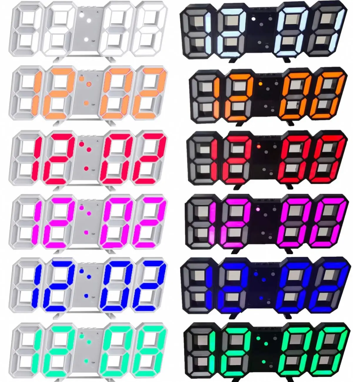 Brand Led Creative Decoration Simple Digital 3D Stereo Clock Living Room Hanging Decor Cheap Plastic Wall Clocks