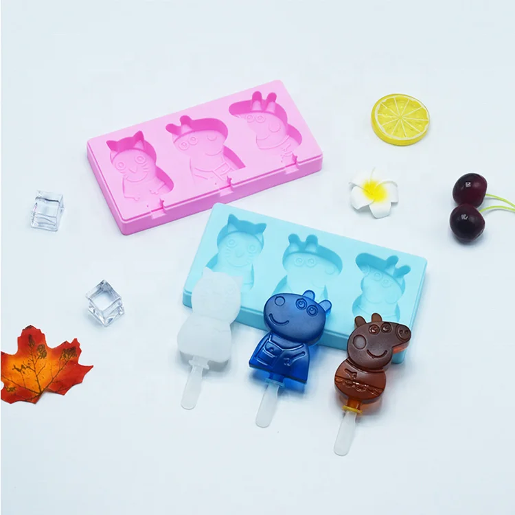 Pig Peppa 3D DIY Silicone Mold Nonstick Ice Cream Mold Food Grade Popsicle Mould for Baking Customized Supported