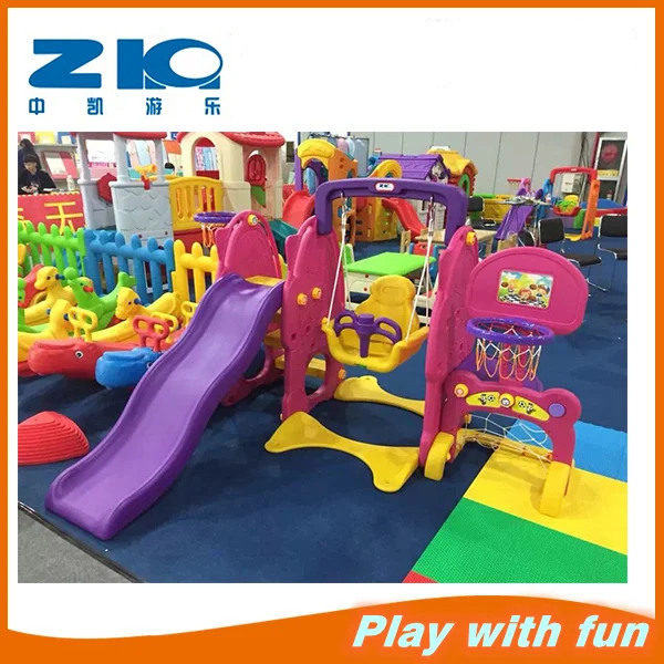 kids indoor slide with swing and basketball from china Factory