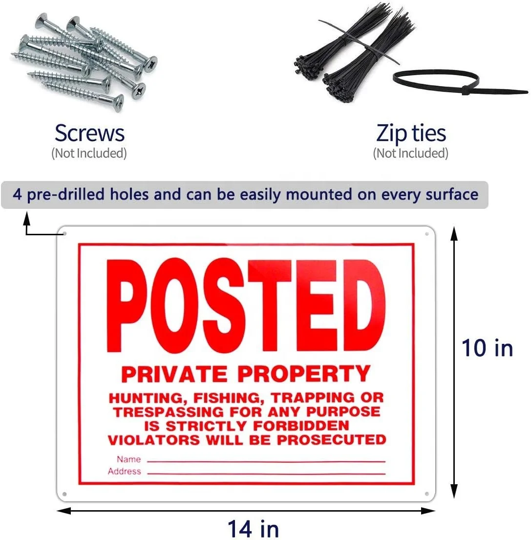 OEM Posted No Trespassing Signs Private Property Mate No Hunting Sign 10x14 Inch Rust Free Aluminum Indoor Or Outdoor Use
