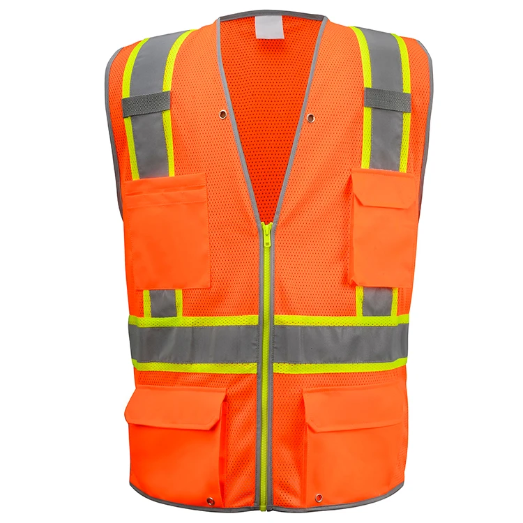 
In stock security guard suit uniform mesh safety vest with pockets wholesale zips for safety running water vest 