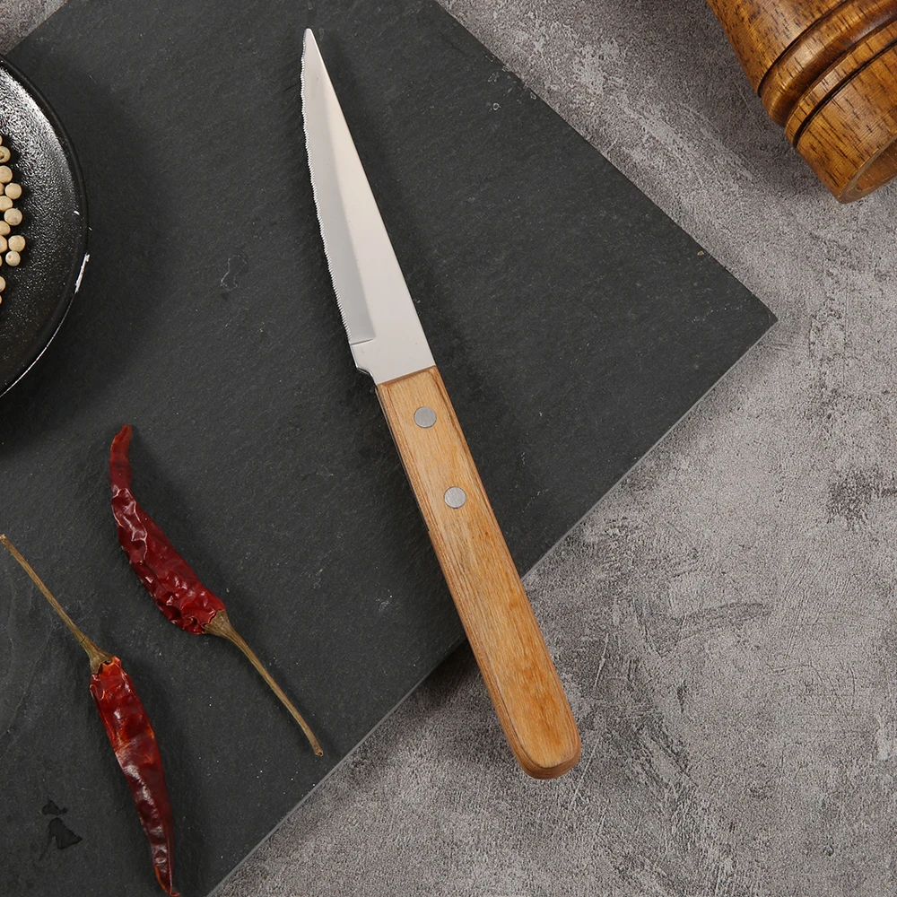 Настраиваемый нож для стейка из нержавеющей стали 3Cr13 деревянная ручка лезвие углеродистой одноразовый лазер традиционный современный лагерь