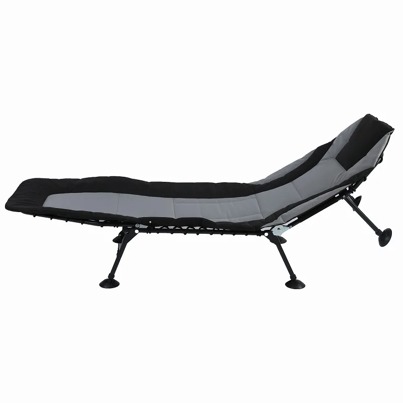 Регулируемый серый черный стул для рыбалки, удобное пляжное оборудование для кемпинга Карп кровать