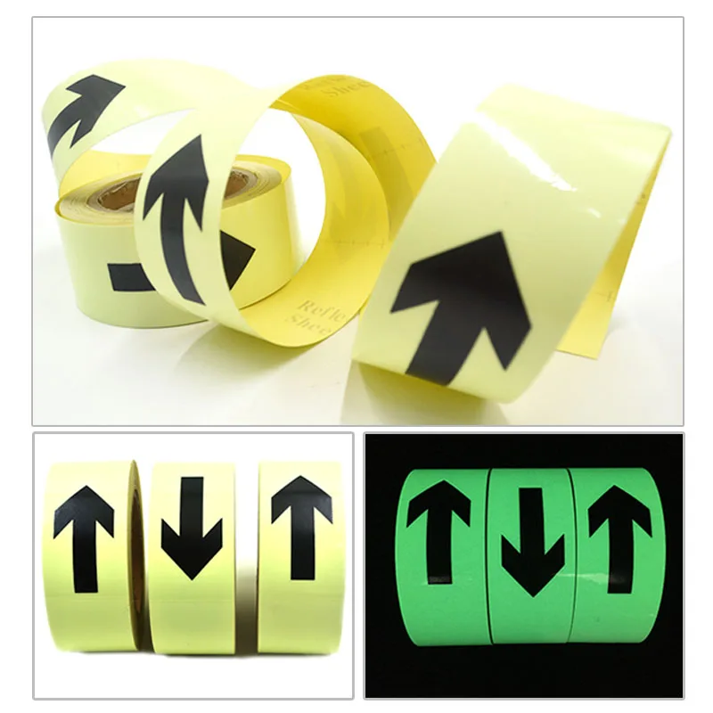 Glow In The Dark Arrows Luminous Tape 3 Meters Self-Adhesive Glow Emergency Glow In The Dark Sticker Tape