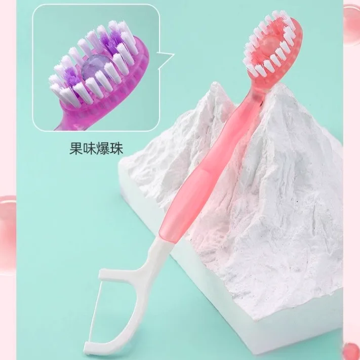 2024 Latest Good Selling New 5 in 1 Paste ToothBrush Disposable and portable bursting bead toothbrush with one brush