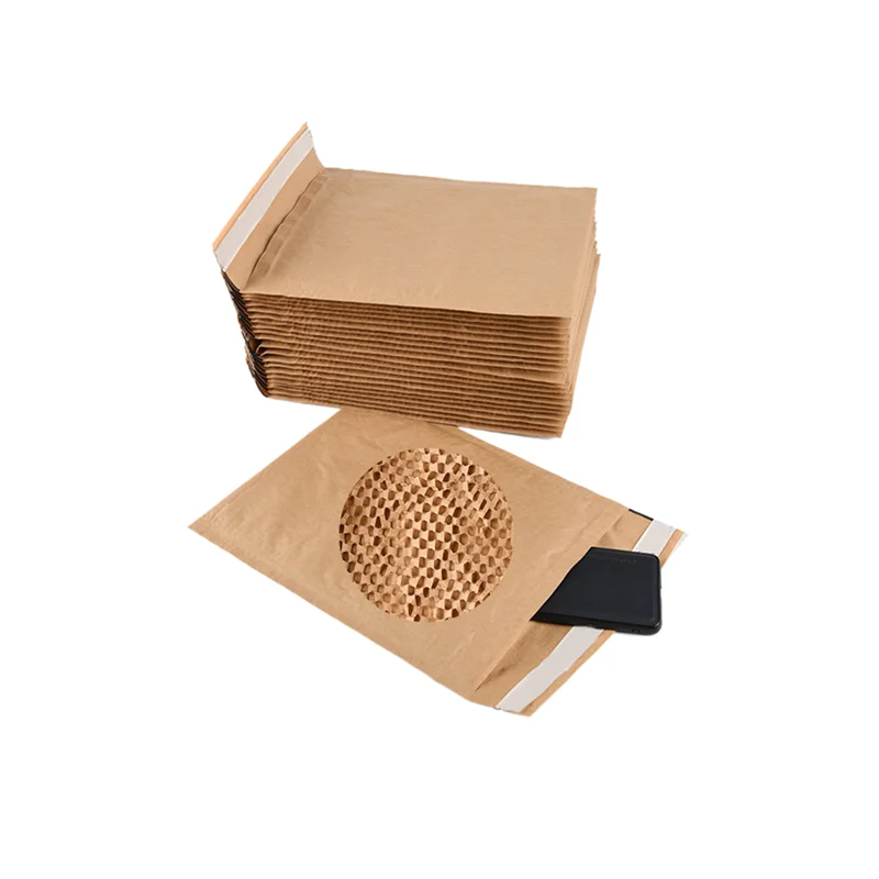 100% Recyclable Kraft Paper Mailing Bags Self Sealing Cushion Shipping Mailers Custom Print Brown Honeycomb Paper Envelopes