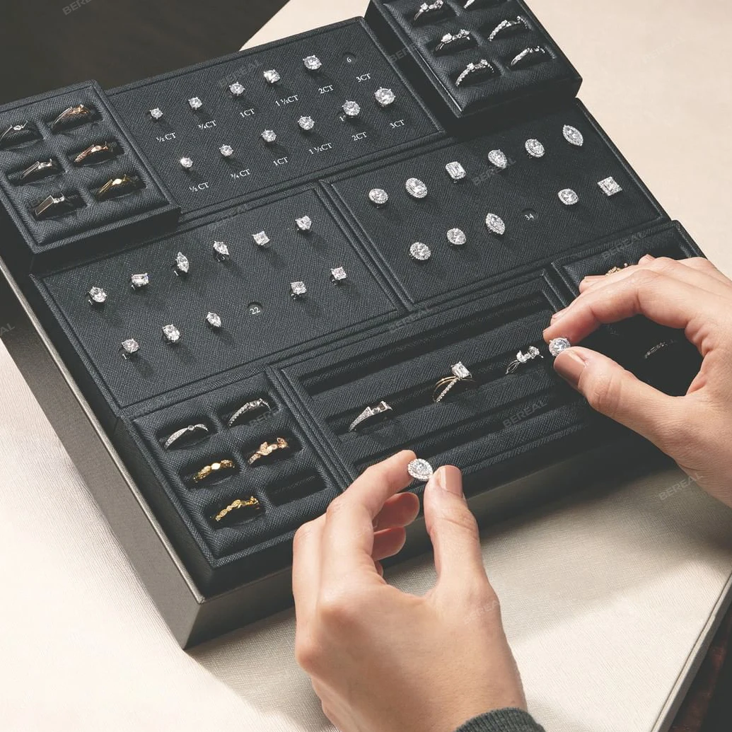 Hot Jewelry Selling Tools Diamond Engagement Ring Sample Display Rack Shank and Setting Magnetic Ring Builder Display Stands