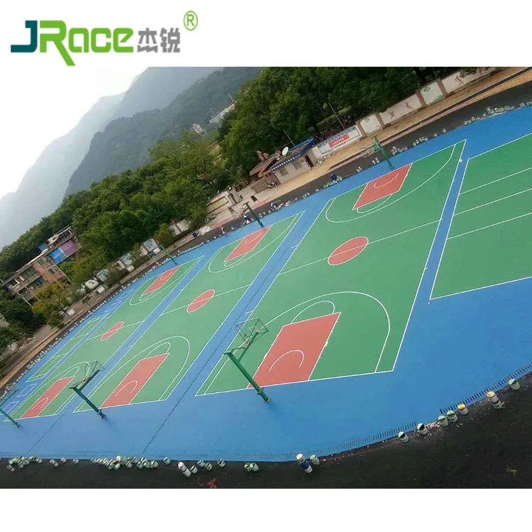 jointless self leveling liquid plastic floor coating for outdoor sports court basketball flooring