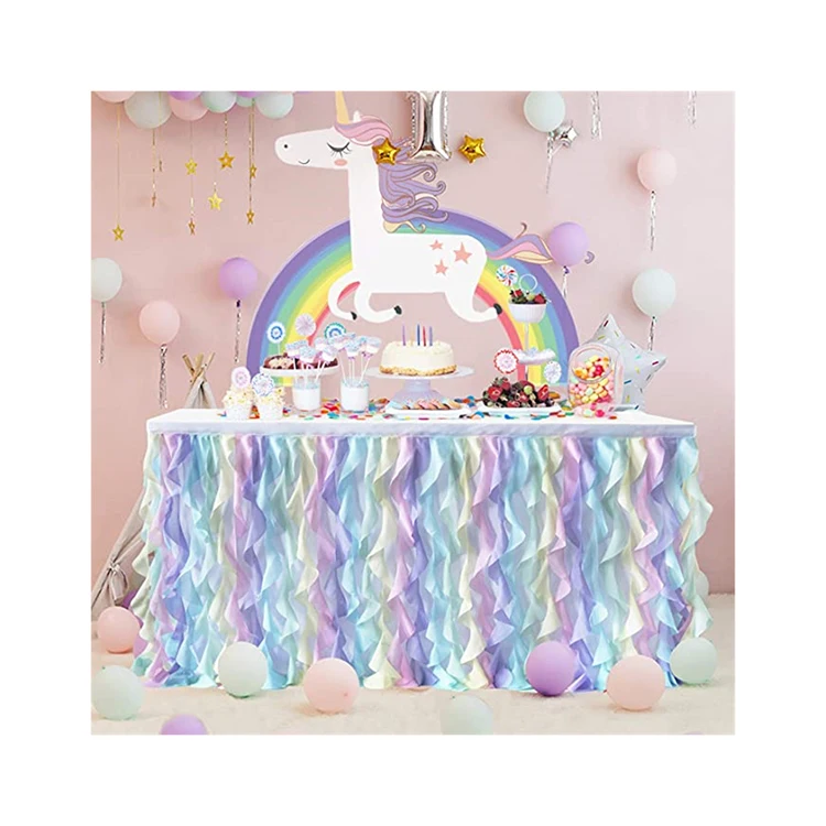 Fluffy Skirt Double Layer Table Cloth for Rectangular Round Table