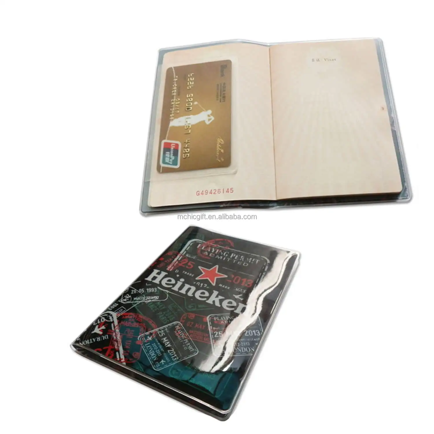 Customized Plastic Passport Wallet Vinyl Passport Cover Sheet with ID Holder Soft PVC Passport Holder