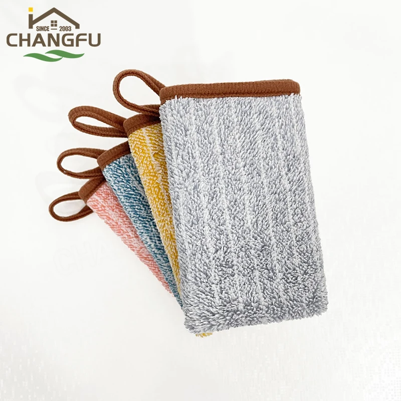 Changfu Reusable Microfiber  Charcoal Stripe Dish cleaning Cloth for Washing and coral fleece towels in Kitchen