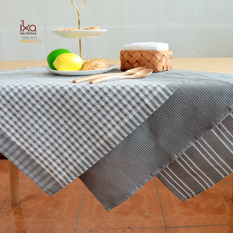 Yarn Dye Dining Table Napkins Wholesale Waffle Style Reusable 100% Cotton Kitchen Tea Towels Strong Water Absorption