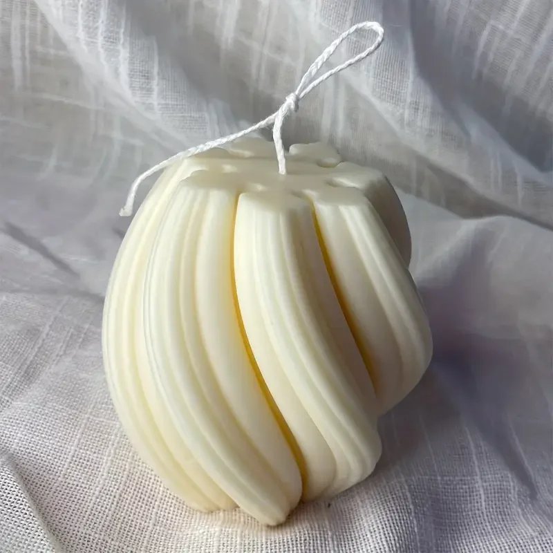 3D Rotating Pillar Candle Silicone Mold Geometric Wave Candle Wax Mould DIY Abstract Art Soap Resin Gypsum Mold Home Craft Decor