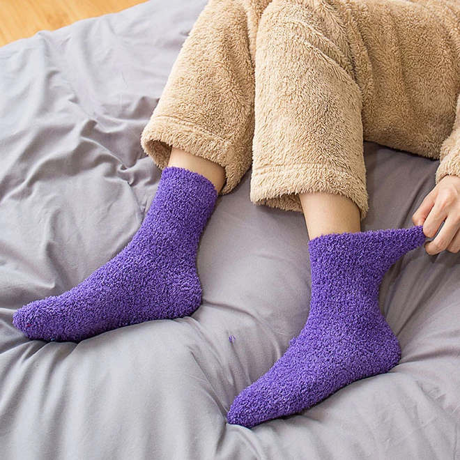 Super Soft Thick Warm Plush Fluffy Slipper Sock Women Casual Sleeping Fuzzy Cozy Socks