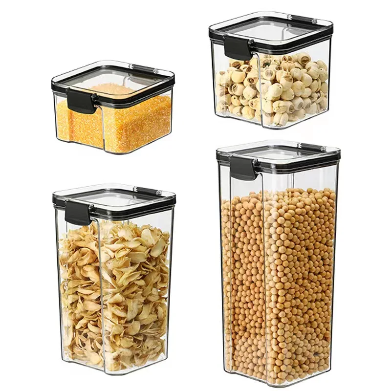 Thick square transparent sealed cans  Whole grains kitchen storage cans box snacks tea storage cans