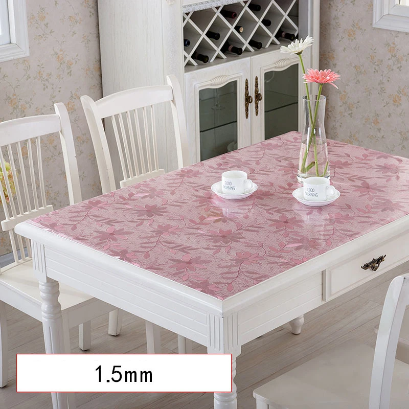 
Thickened colored soft glass plastic PVC table cloth rectangular household disposable oil-proof 