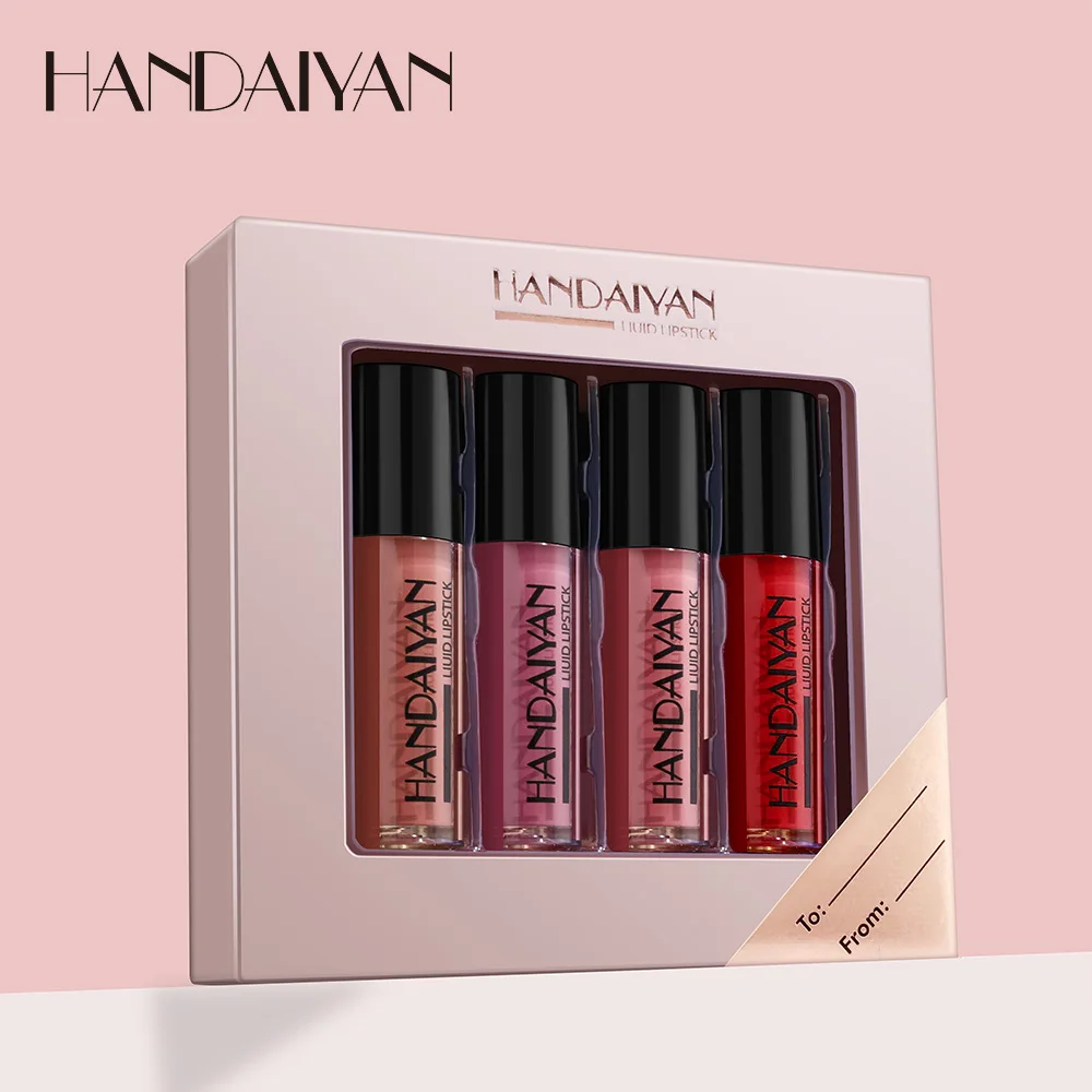 HANDAIYAN 4 pcs Moisturizing Liquid Lipstick  Neutral Colors  Kit Long-lasting and Waterproof mouse velvet mouse velvet lipstick