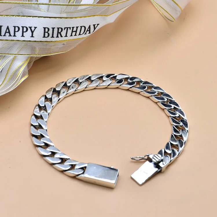 G2427 Wholesale pulsera de plata Hip Hop 6MM 7MM 8MM Chain Link 925 Sterling Silver Cuban Bracelet Fine Jewelry Bracelets