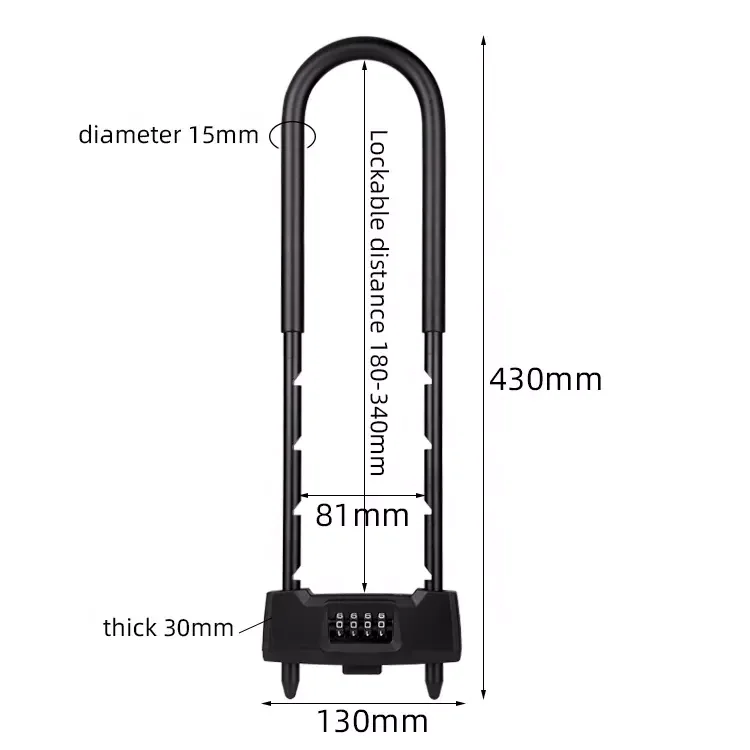 zhenzhi Extended U-type high performance Security 4-digit shop glass sliding door anti-theft combination password lock