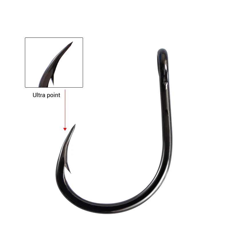 Оптовая продажа рыболовный крючок Mustad 10827 черные Крючки из высокоуглеродистой стали 4x прочные тяжелые снасти рыболовные крючки для морской рыбалки