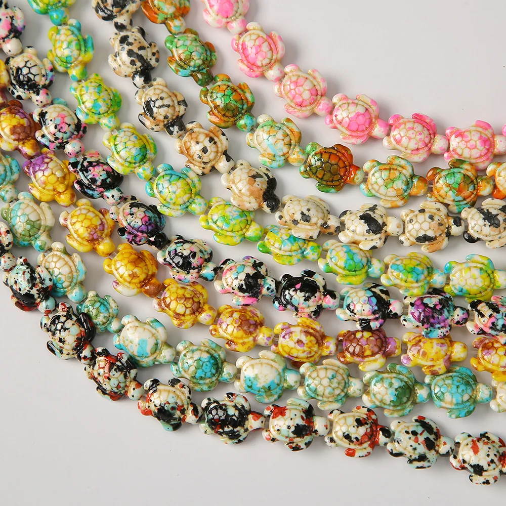Ciyuan Synthetic Turquoise Beads Cartoon Turtle Loose Diy Bracelet Semi-finished Color Beaded Jewelry Accessories