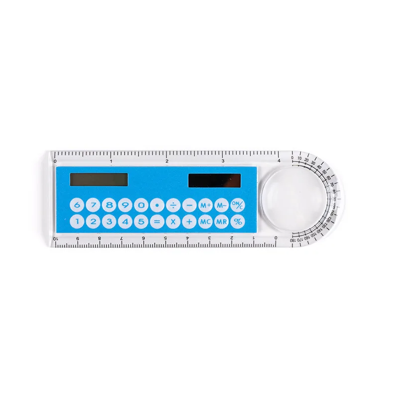 3 in 1 mini Solar Calculator school office stationery plastic Calculator ruler Multifunction pocket ruler with Calculator