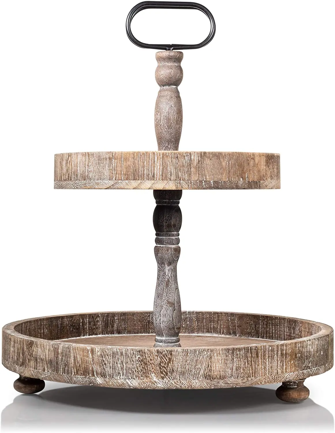 Регулируемая Высота Большой деревенский твердой древесины 2 уровня фермерский дом сервировочный лоток