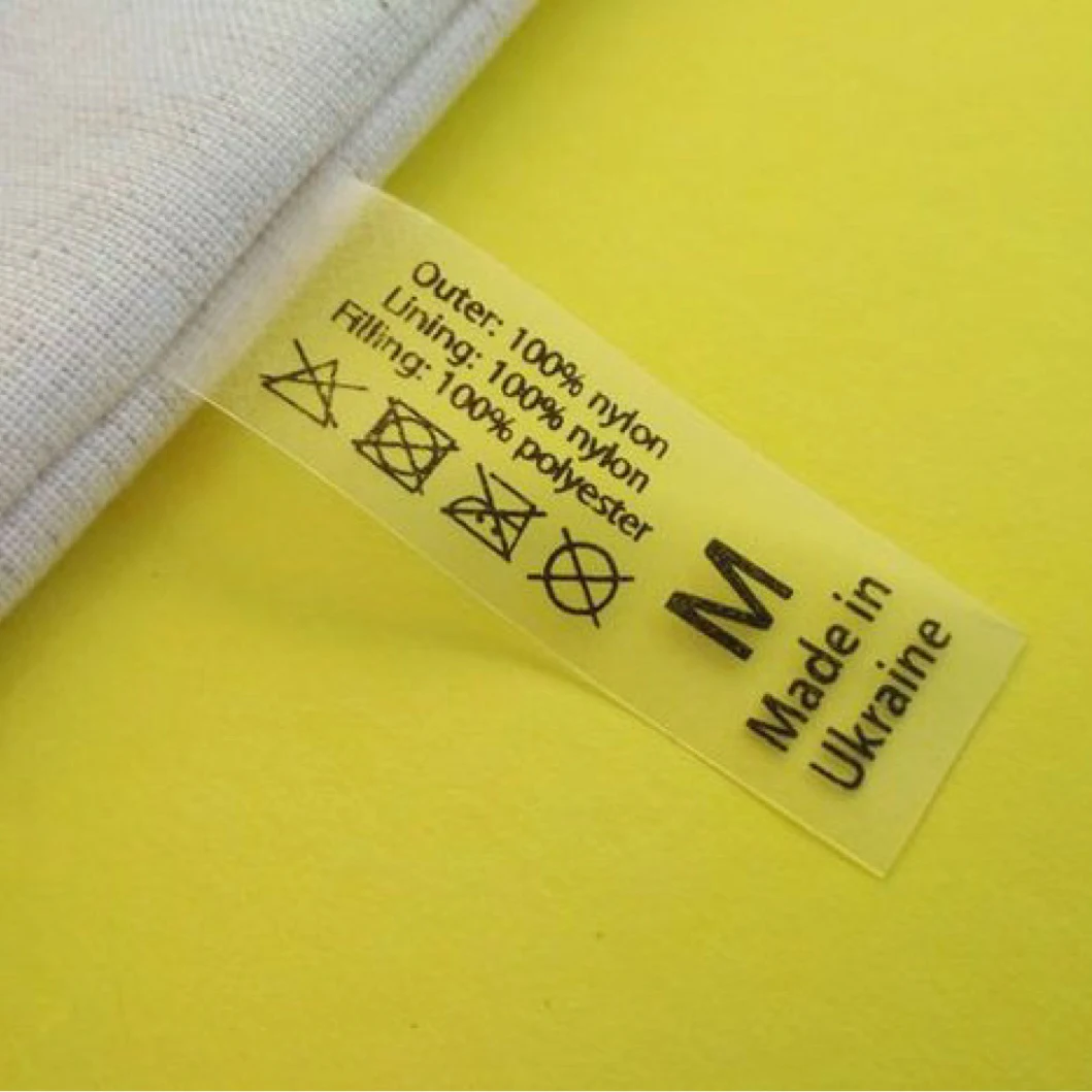 Custom wash care label printing transparent  wash instruction label tag Underwear Swimwear Bikini inside washing label