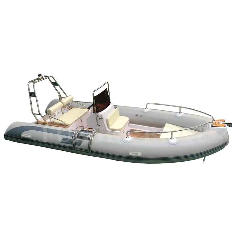 Cheap price 16ft 4.8m 4 person deep v PVC semi rigid fiberglass hull inflatable fishing leisure speed rubber RIB boat with motor